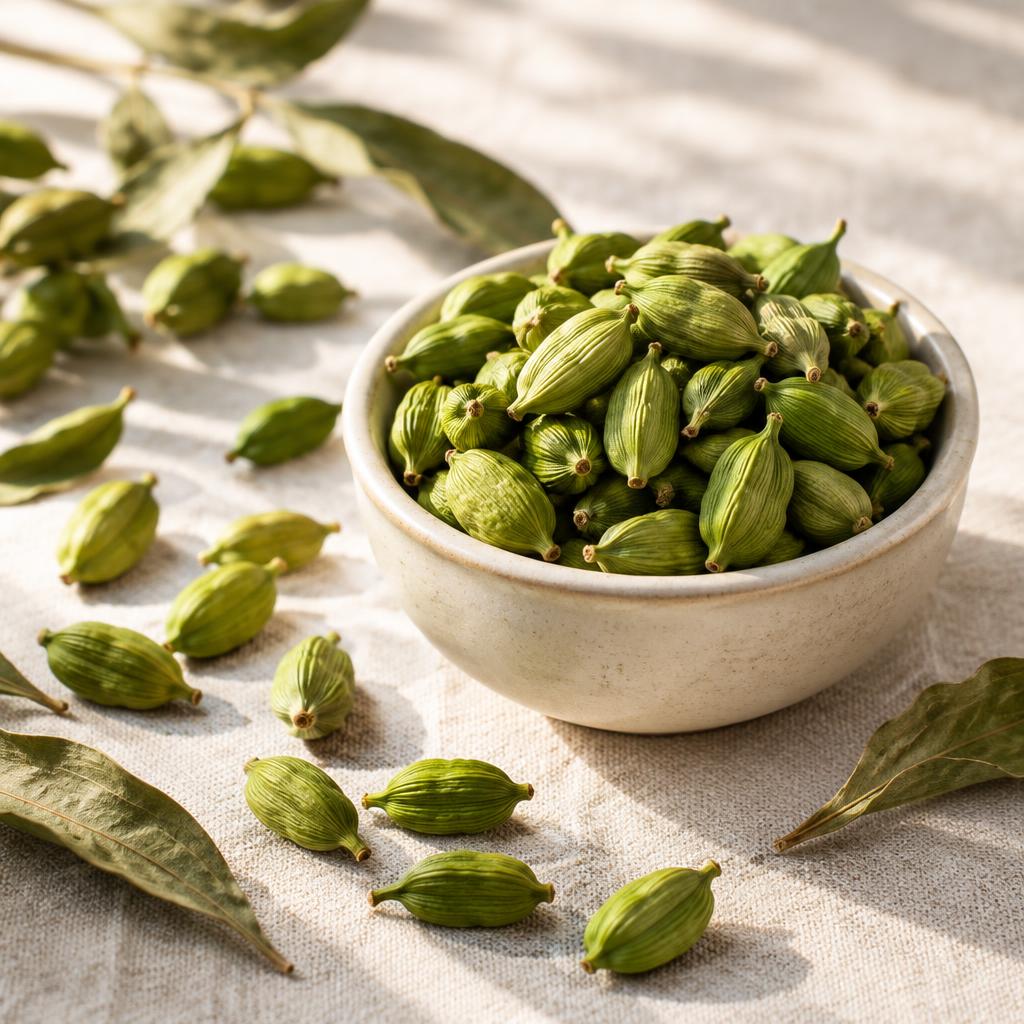 Premium green cardamom sourced by Jyoti Enterprises